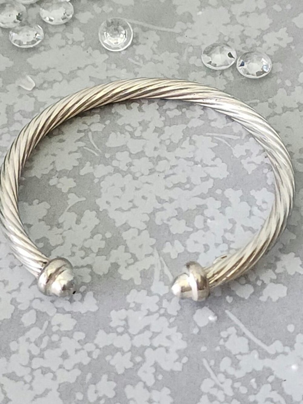 925 Italy Sterling Silver Cable Twist Cuff Bracelet SU 17g Open Bangle
